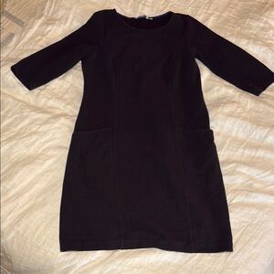 Boden Black Cotton Women's thick cotton  knit ribbed jersey Dress knee length